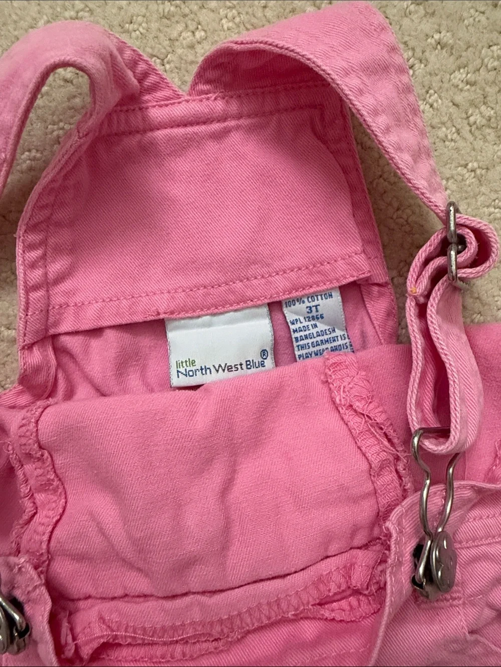 Northwest Blue Pink Short Overalls with Silver Hardware